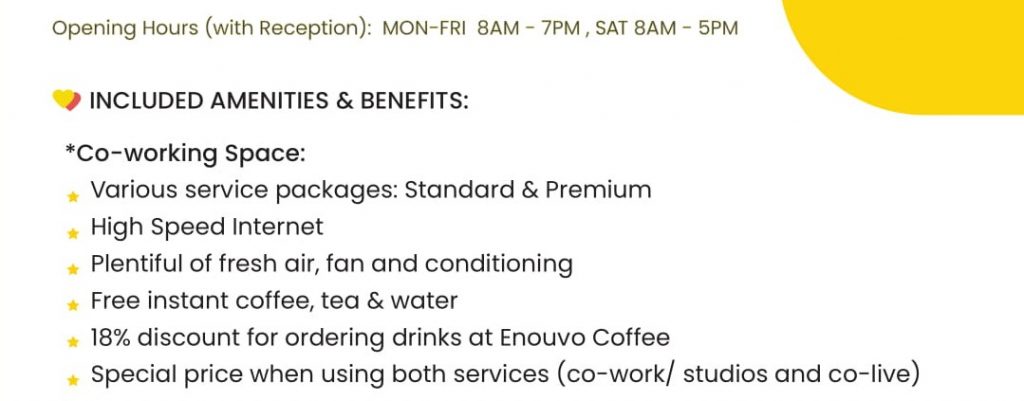 The Amenities and Benefits of coworking space at Enouvo Space